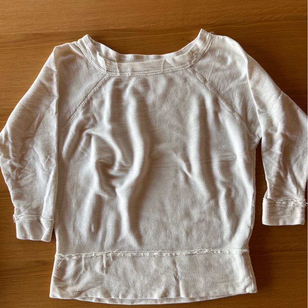 Caslon Womens White Long Sleeve Distressed SweatShirt Top